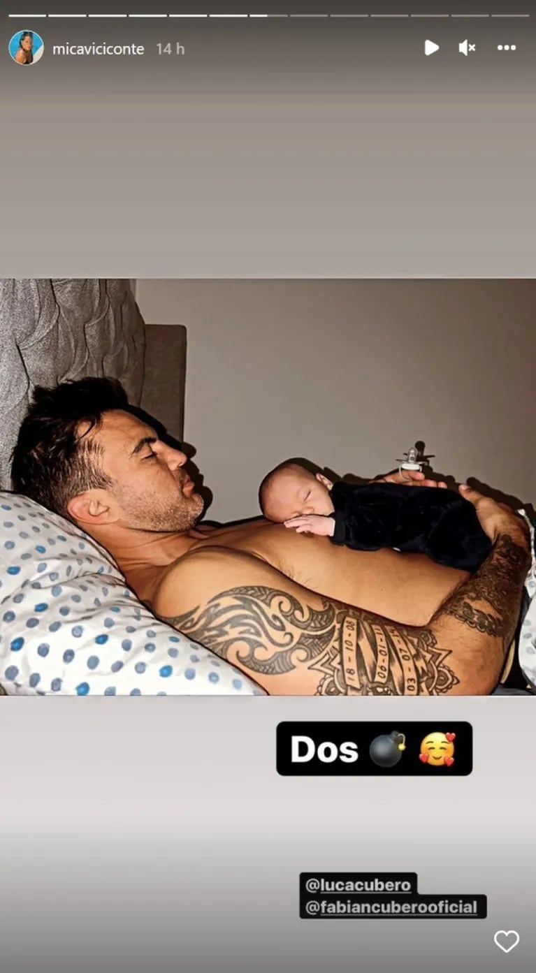 Mica Viciconte compartió la foto más dulce de Fabián Cubero durmiendo con Luca