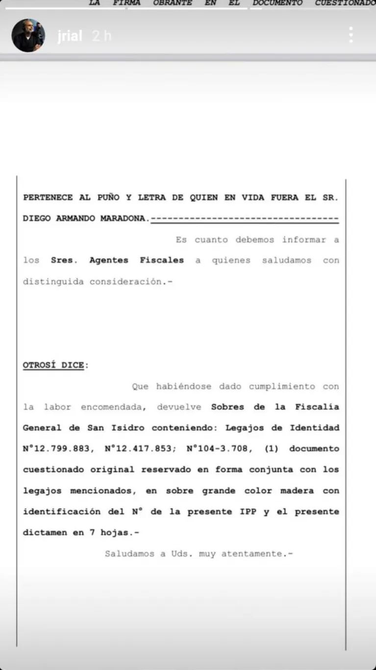 Fuerte revelación de Rial sobre la causa Maradona: "Las pericias caligráficas en varios documentos médicos arrojaron que las firmas eran truchas"