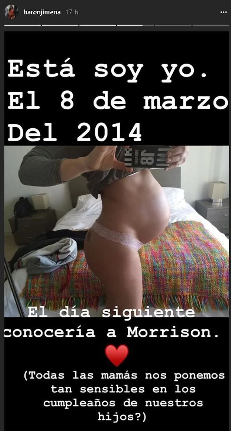 Jimena Barón compartió una foto inédita y súper tierna de su embarazo de Momo
