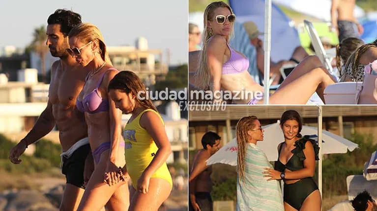 La modelo y su novio disfrutaron de la playa junto a las hijas de ella