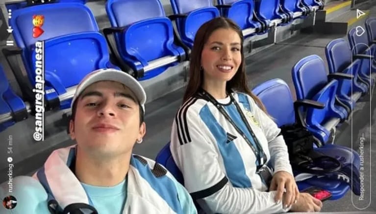 China Suárez y Rusherking alentaron a la Argentina en Qatar: "Es un sentimiento, no puedo parar"