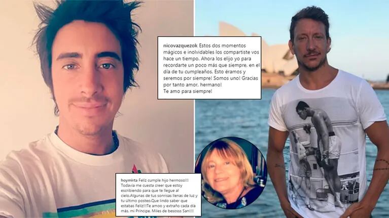 Los conmovedores mensajes de Nico Vázquez y su mamá, en el día que Santi cumpliría años 