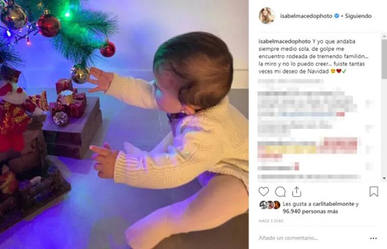 El conmovedor mensaje navideño de Isabel Macedo para su beba de 7 meses: "Fuiste tantas veces mi deseo"