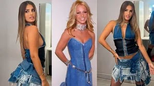 Julieta Poggio, cada vez más parecida a Britney Spears con su look total denim