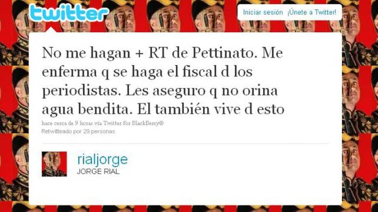 Jorge Rial se enojó con Roberto Pettinato a través de Twitter