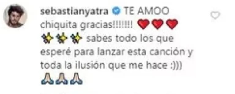 El tierno mensaje de Sebastián Yatra a Tini Stoessel en medio de los rumores de crisis: "Te amo, chiquita"