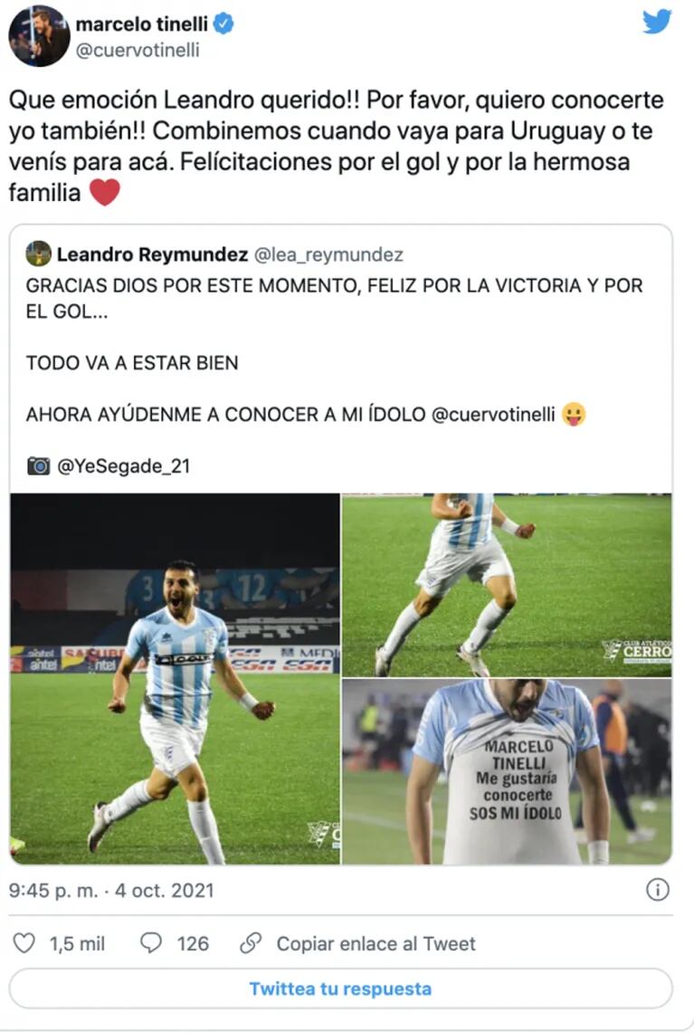 Un futbolista uruguayo emocionó a Marcelo Tinelli al dedicarle su golazo: "Me gustaría conocerte"