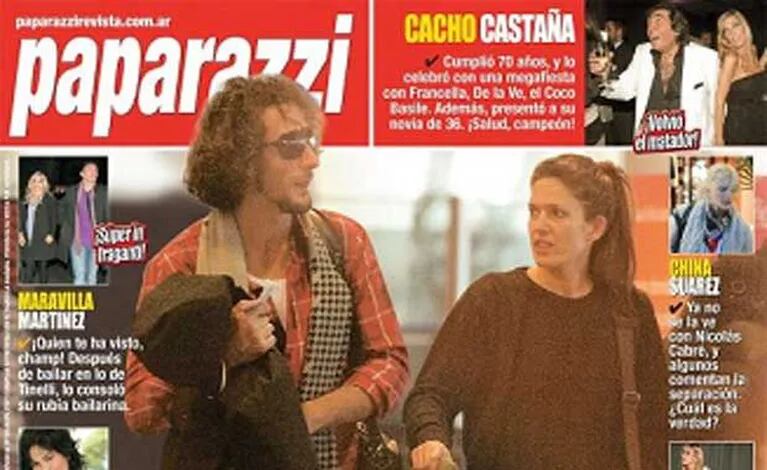 La reacción de Luciano Cáceres a la polémica tapa de la revista Paparazzi. (Revista Paparazzi)