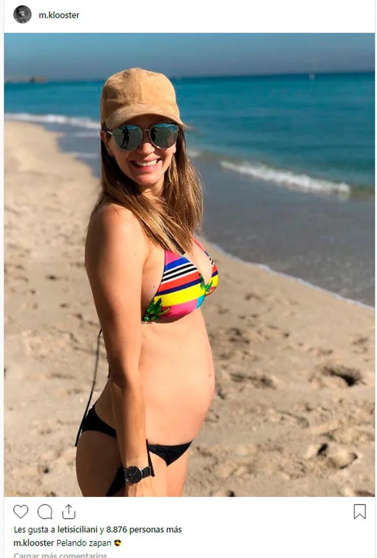La primera foto de Marcela Kloosterboer luciendo su embarazo de 4 meses y medio en la playa: "Pelando zapan"