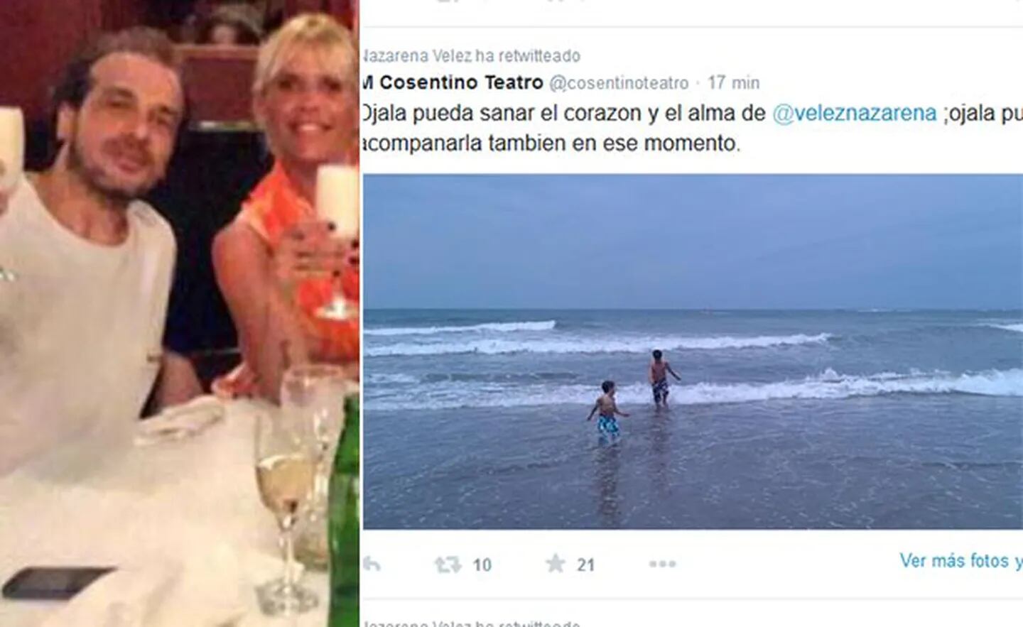 Marcelo Cosentino confirmó su romance con Nazarena Vélez en Twitter. 
