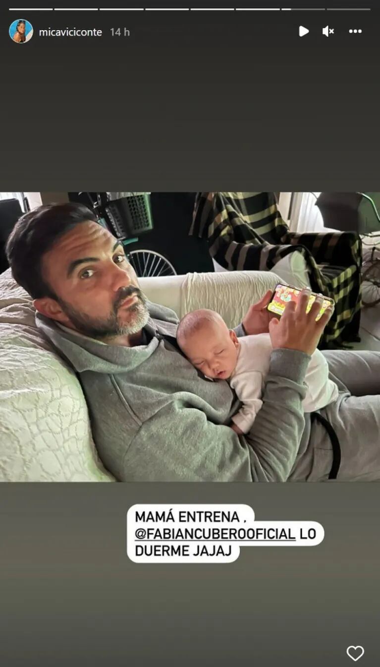 Mica Viciconte reveló qué hacen Fabián Cubero y su bebé, Luca, mientras ella entrena