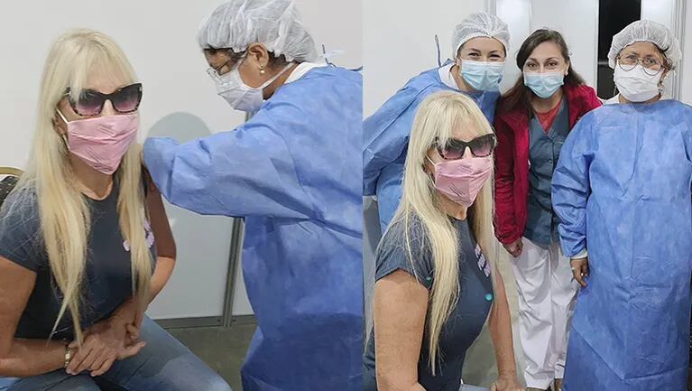Mientras Susana Giménez espera su turno en Uruguay, Graciela se vacunó en Argentina.