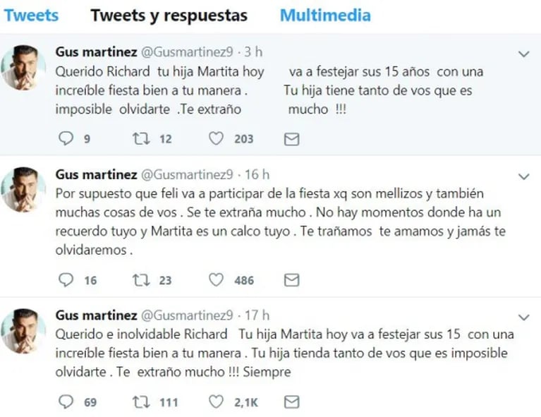 El emotivo mensaje de Gustavo Martínez a Ricardo Fort, en el día que su hija Martita celebra sus 15 años
