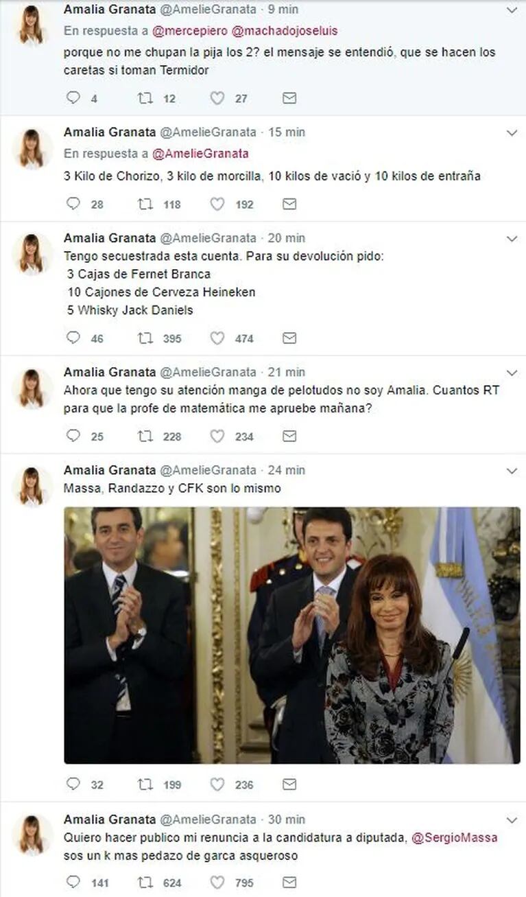 Hackearon el Twitter de Granata, tras confirmar que será candidata a diputada: el insólito pedido de "rescate"