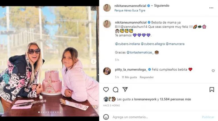 Nicole Neumann mostró las fotos del cumpleaños de Sienna, sin Fabián Cubero ni Mica Viciconte: "Bebota de mamá"
