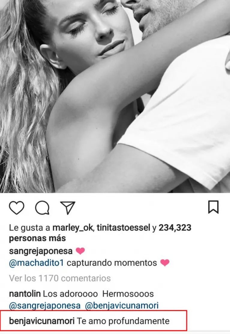 China Suárez publicó una foto súper romántica con Benjamín Vicuña ¡y él le dejó un comentario muy especial! 