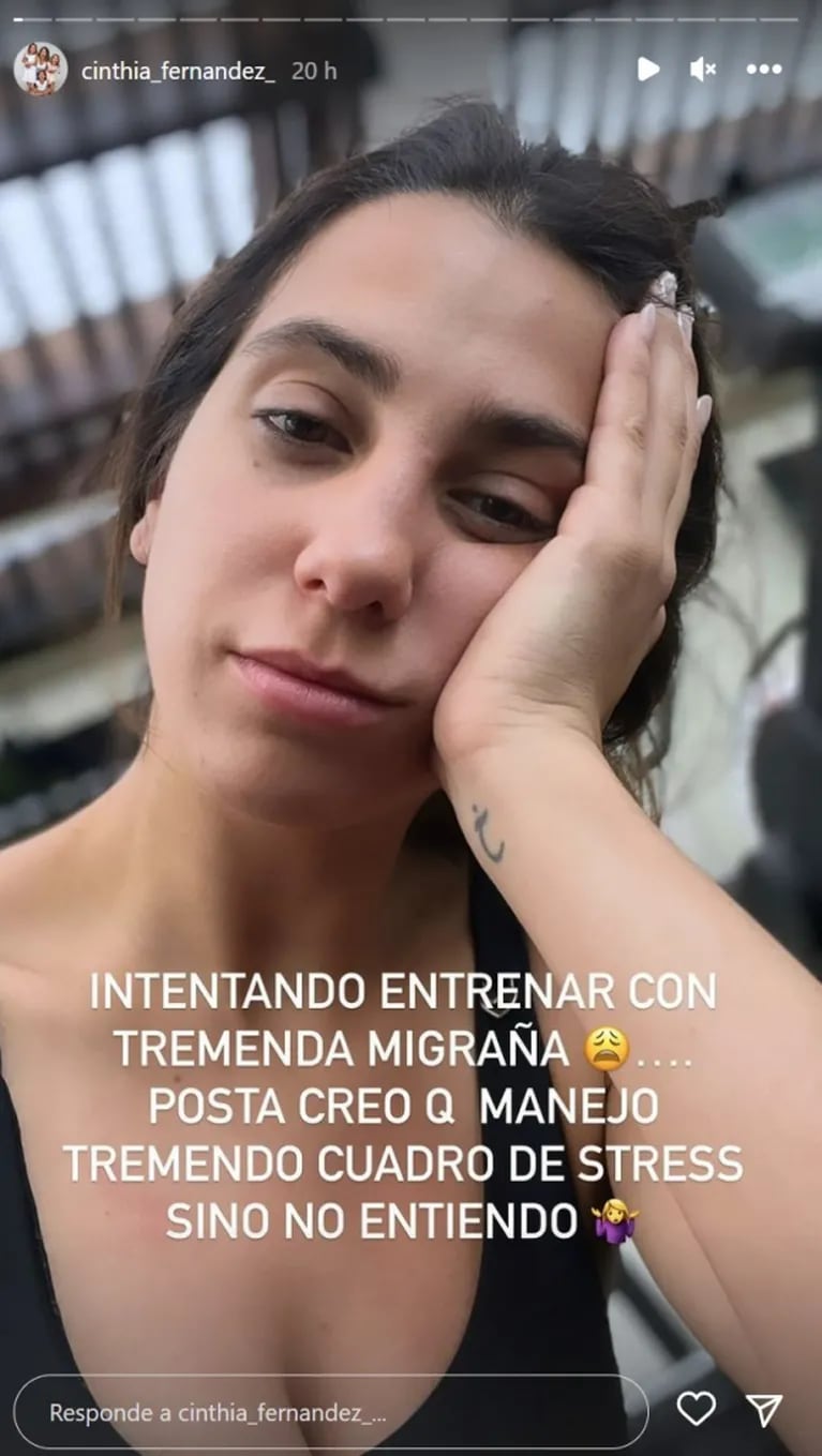 Cinthia Fernández reveló que sufre fuertes migrañas: "Tremendo cuadro de estrés"