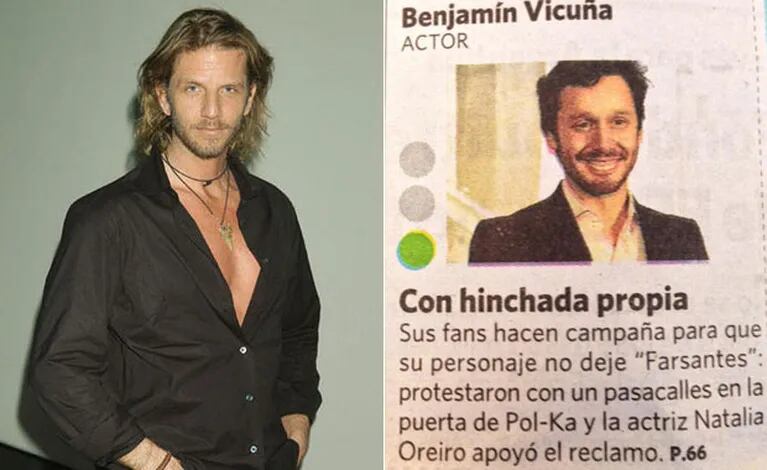 Facundo Arana se sumó a la campaña para que Benjamín Vicuña siga en Farsantes (Fotos: Web y Twitter).
