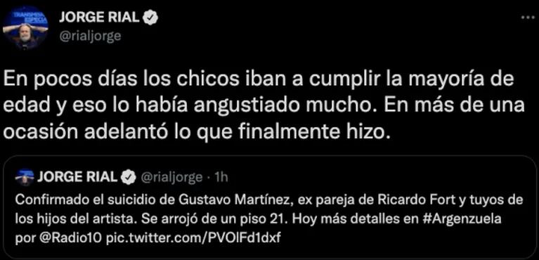 Jorge Rial reveló el motivo de la tristeza de Gustavo Martínez antes de su muerte: "Los chicos iban a cumplir la mayoría de edad"