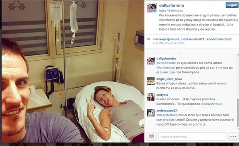 Dallys se lesionó en el gym y subió una foto desde la ambulancia (Foto: Instagram). 