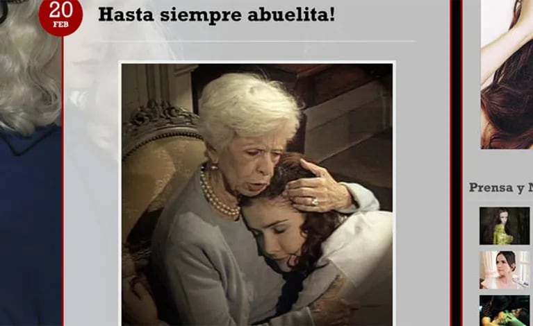 El homenaje de Natalia Oreiro a Lydia Lamaison (Foto: www.nataliaoreiro.com).