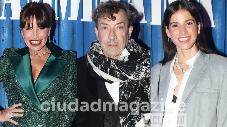 Flor Peña, Aníbal Pachano y Cande Molfese en el estreno de Mamma Mia (Fotos: Movilpress).