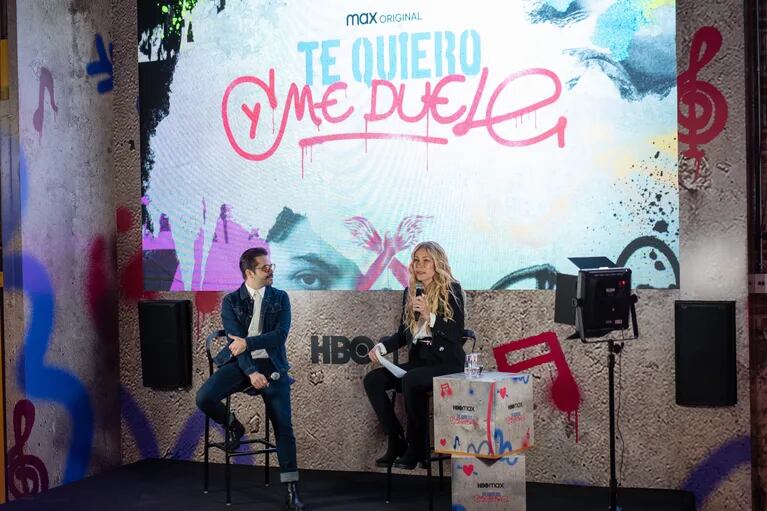 Cris Morena y Felipe Colombo en la presentación de Te quiero y me duele. Foto: Gentileza prensa HBO Max
