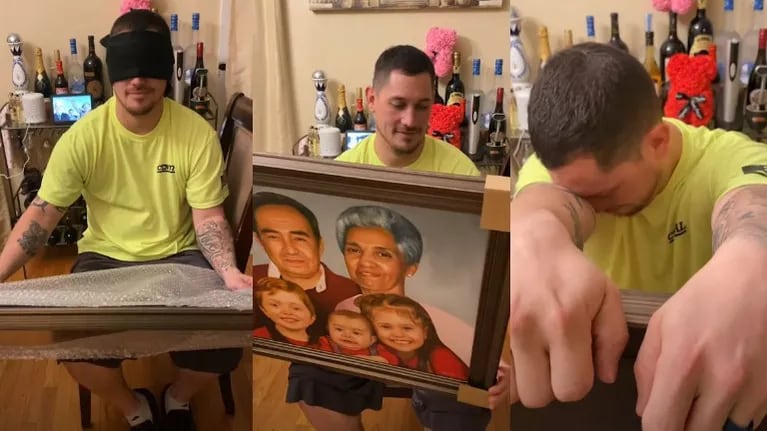 Un retrato en el que aparecen sus abuelos fallecidos y sus hijos consigue emocionar a este hombre hasta las lágrimas