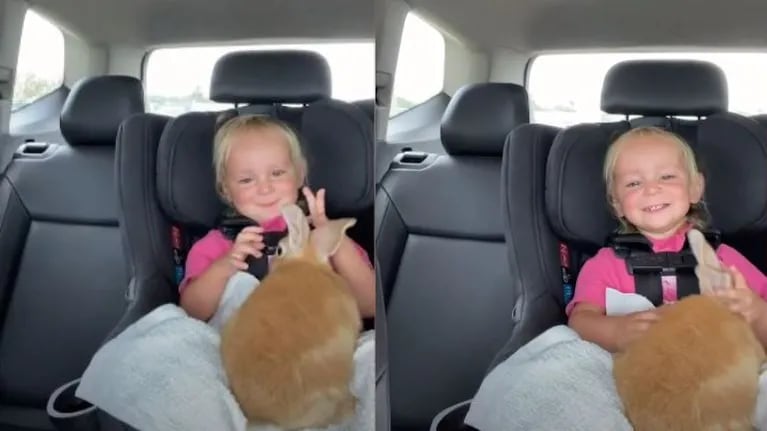 La emotiva reacción de esta niña al ser sorprendida con un conejito como nueva mascota