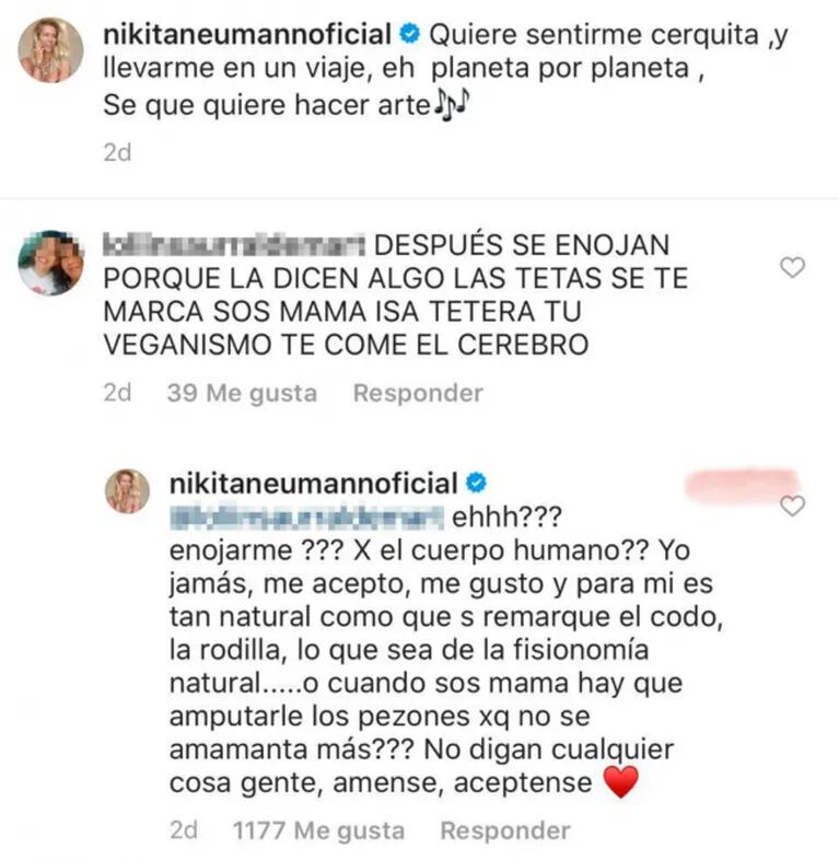 El cruce de Nicole Neumann con una seguidora por su foto sexy en Instagram: "No digan cualquier cosa, gente"