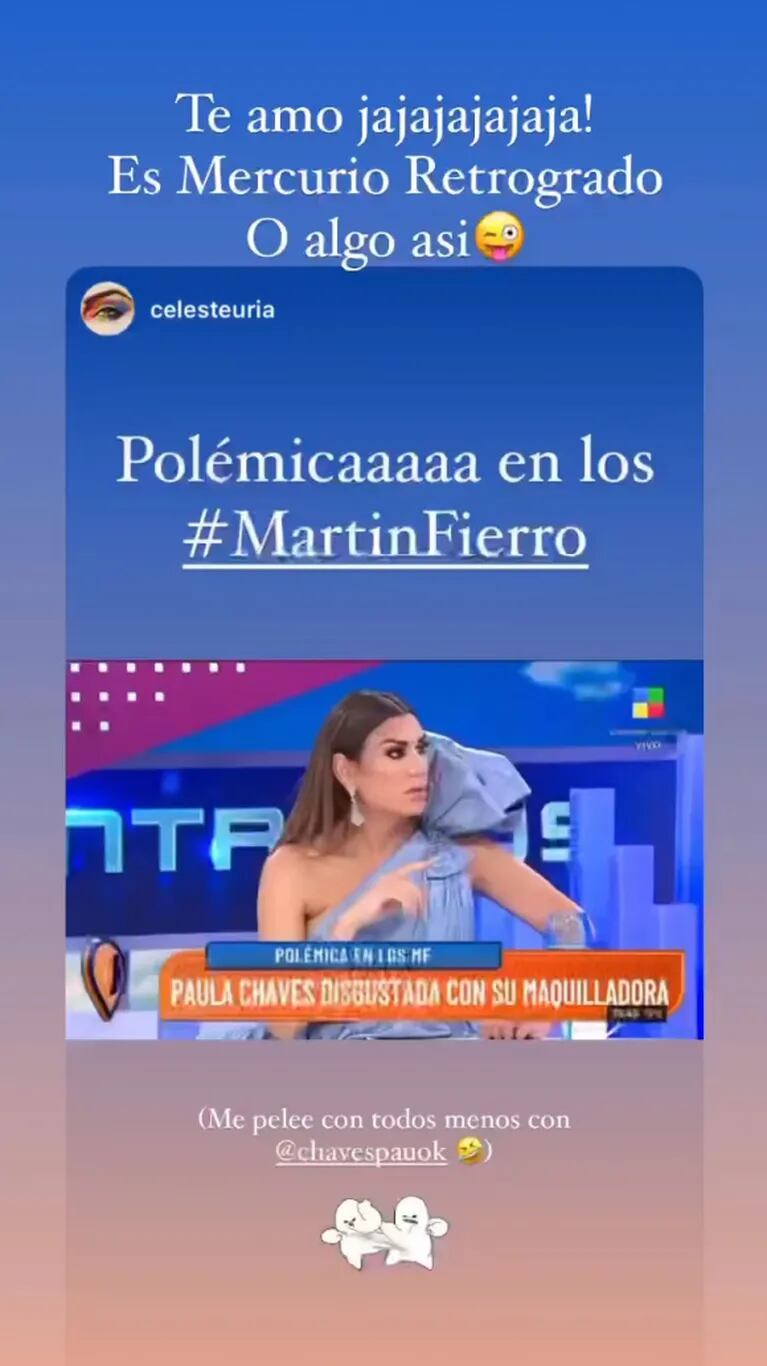 La irónica reacción de Paula Chaves ante los rumores de conflicto con su maquilladora en los Martín Fierro