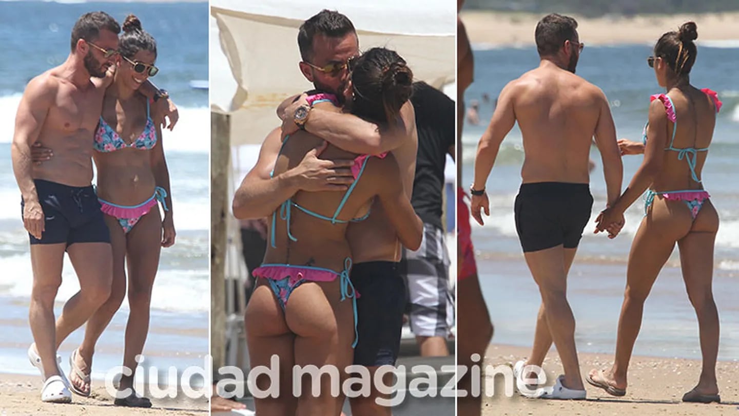 ¡Amor frente al mar! Cinthia Fernández y su novio, súper mimosos y enamorados en las playas de Punta del Este. (Foto: GM Press)