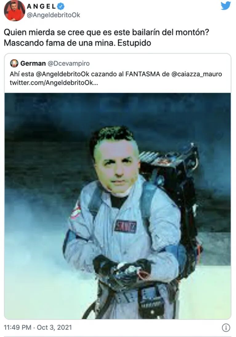 Ángel de Brito y Mauro Caiazza protagonizaron un escandaloso cruce en Twitter: "Debiera darte vergüenza ser un mantenido de Jimena Barón"