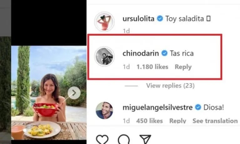Úrsula Corberó enciende Instagram con su microbikini roja y el Chino Darín reacciona