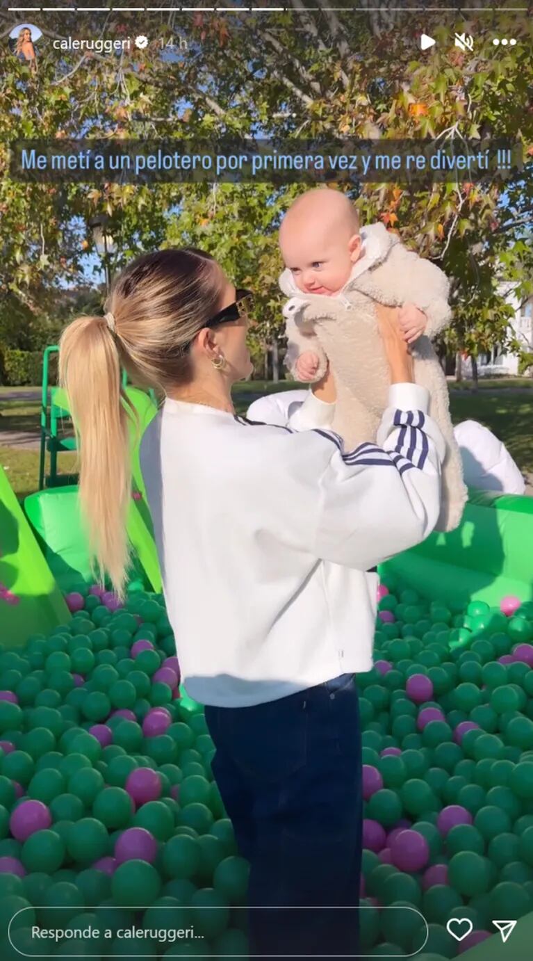 Cande Ruggeri compartió un tierno video de su beba Vita jugando por primera vez en un pelotero: "Me re divertí"