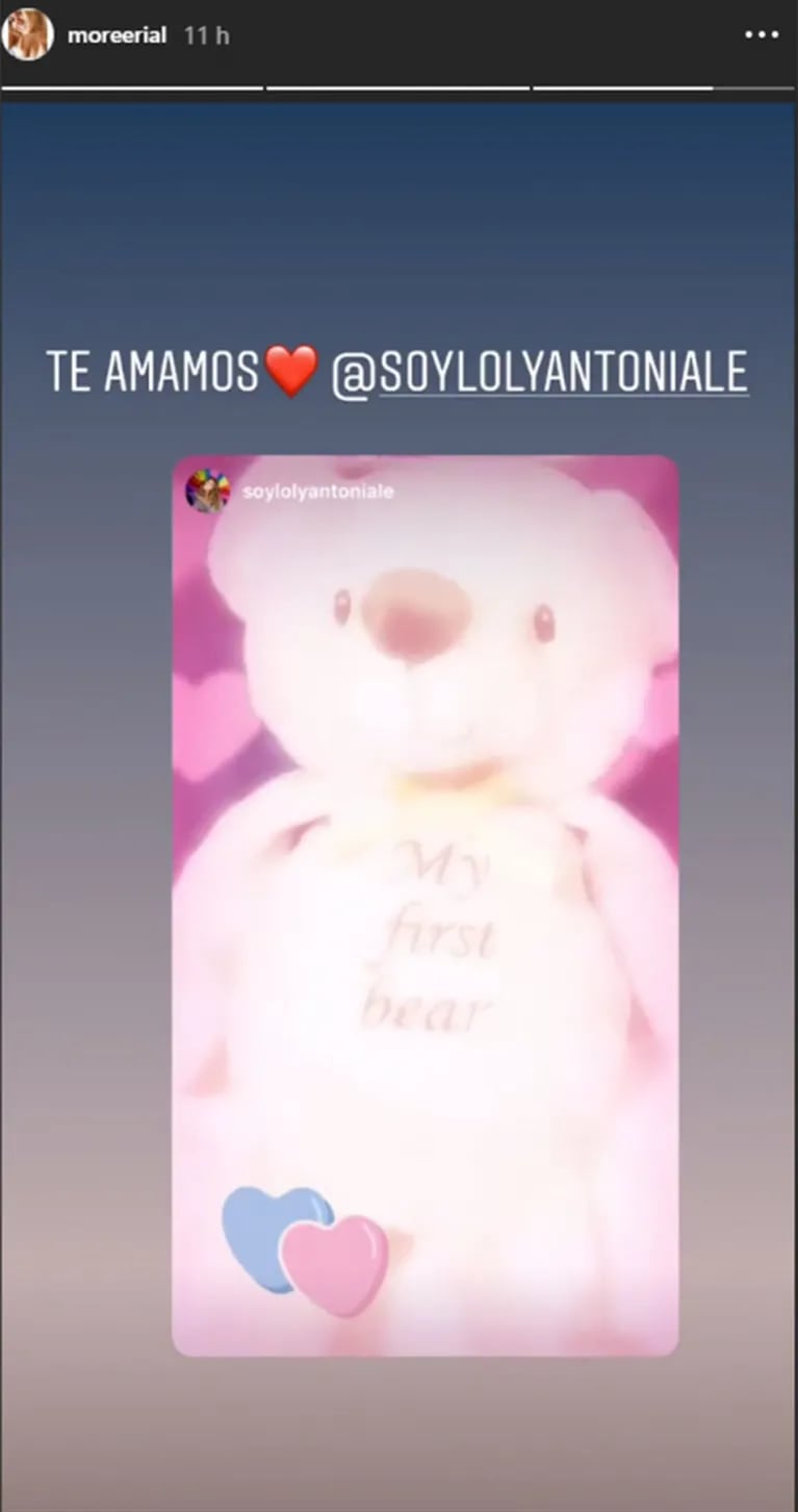 El regalo de Loly Antoniale para el bebé de Morena y el cariñoso agradecimiento de la hija de Jorge Rial
