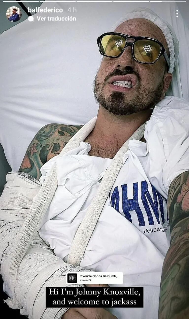Fede Bal publicó una foto tras su accidente en Brasil y aseguró: "Estoy vivo, no puedo estar más agradecido"