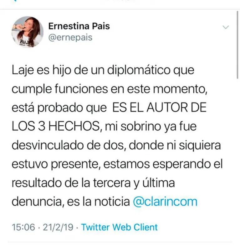 Ernestina Pais, al cruce de quienes la tildan de "mala hermana" por sus dichos tras la detención de su sobrino