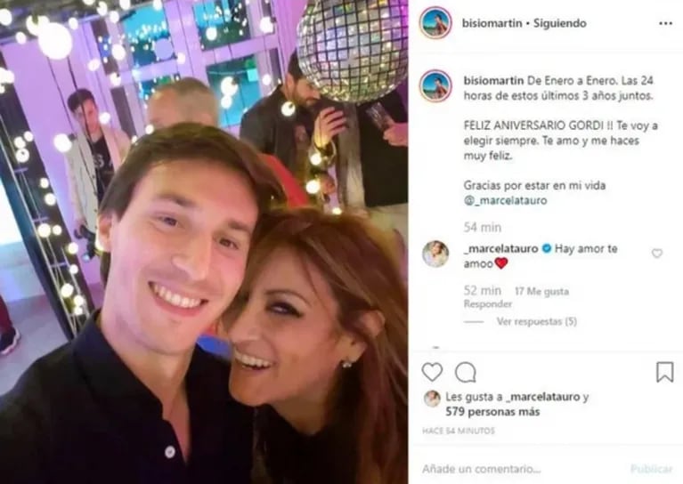 Marcela Tauro y Martín Bisio festejaron su tercer aniversario en un hotel: velada hot y piropos cruzados