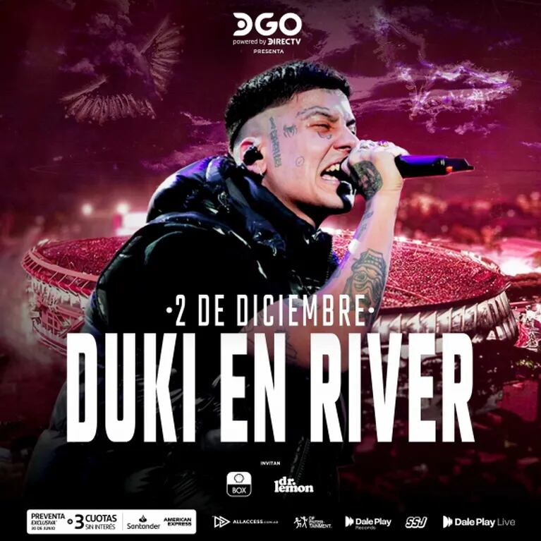 Duki anunció su show en River: fecha y cuándo comprar las entradas