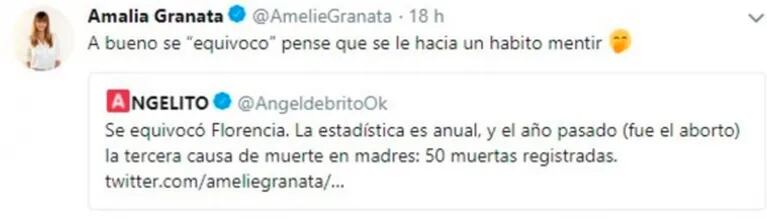 Flor de la Ve se equivocó al dar una estadística sobre el aborto y Granata la cruzó con dureza en Twitter