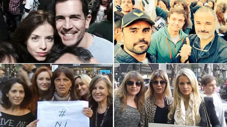 #NiUnaMenos: los famosos participaron de la multitudinaria marcha frente al Congreso. (Foto: Twitter)