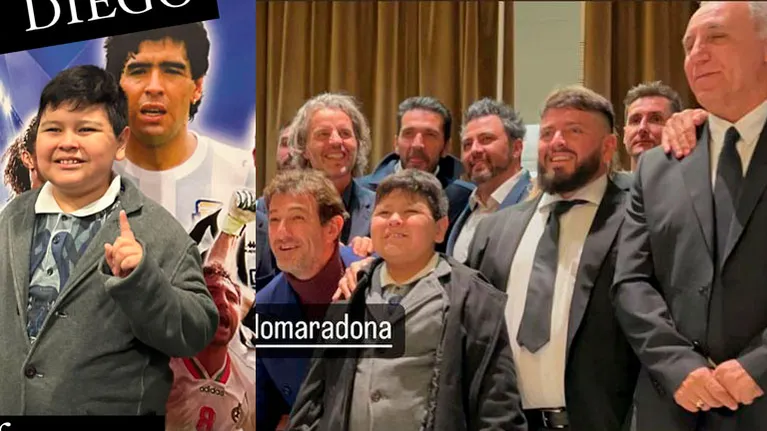 Mundial Qatar 2022: Dieguito Fernando Jana y Junior, juntos en un homenaje a Diego Maradona