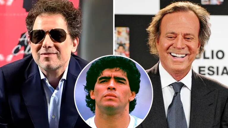 Andrés Calamaro y Julio Iglesias homenajean a Diego Maradona en Bohemio