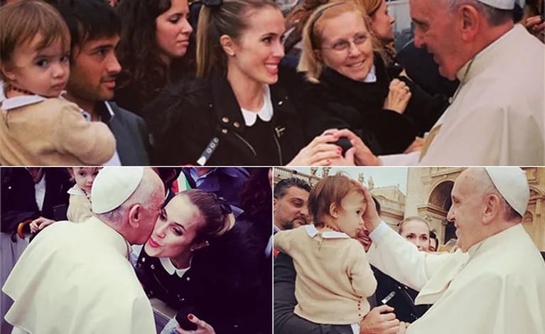Chechu Bonelli, Darío Cvitanich y su hija, junto al Papa (Foto: Instagram)