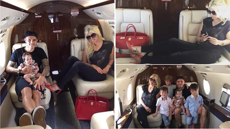 Wanda Nara y Mauro Icardi viajaraon en avión privado a Ibiza, junto a Francesca y Valentino, Benedicto y Constantino López. (Foto: Instagram.com/wanditanara/)