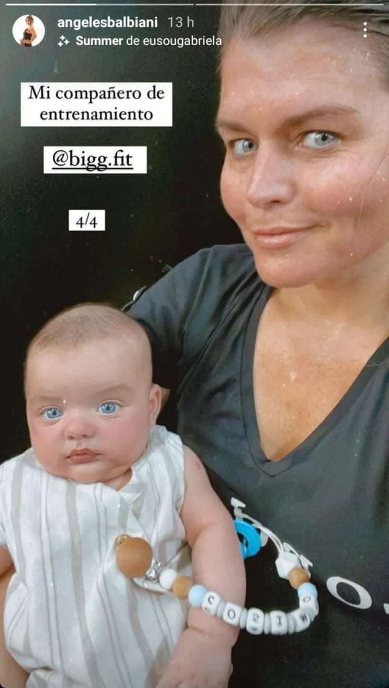 Angie Balbiani compartió una tierna postal con su hijo en el gym: "Mi compañero de entrenamiento"