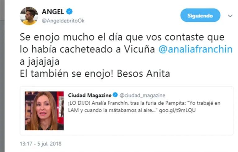 Ángel de Brito y un mensaje súper picante para Analía Franchín por el escándalo de Pampita