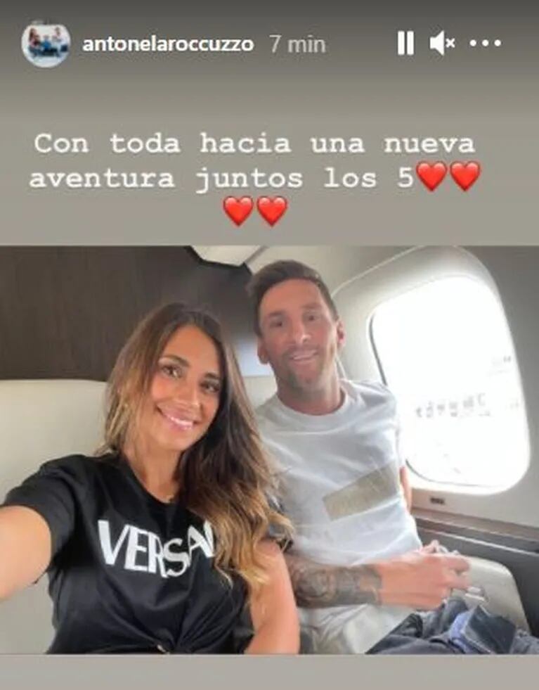Antonela Roccuzzo le dedicó un tierno posteo a Lionel Messi en pleno viaje a París para sumarse al PSG: "Nueva aventura"