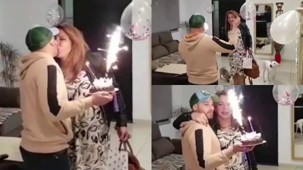 Lizy Tagliani, a los besos, fue sorprendida por su novio, Leo Alturria en su cumpleaños